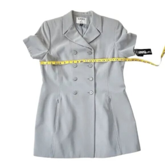 Kasper for ASL Vintage Gray Short Sleeve Double Breasted Skirt Suit Size 12 - Picture 1 of 5